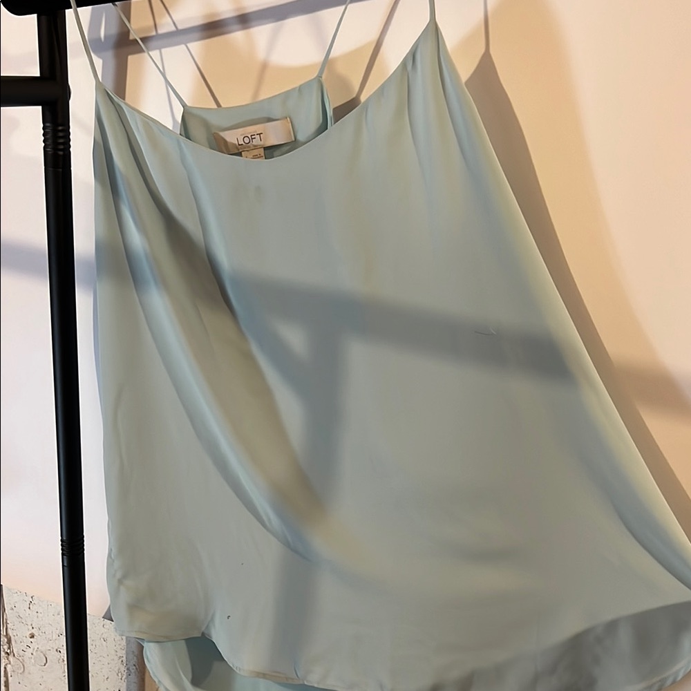 LOFT Asymmetrical Green Sleeveless Camisole